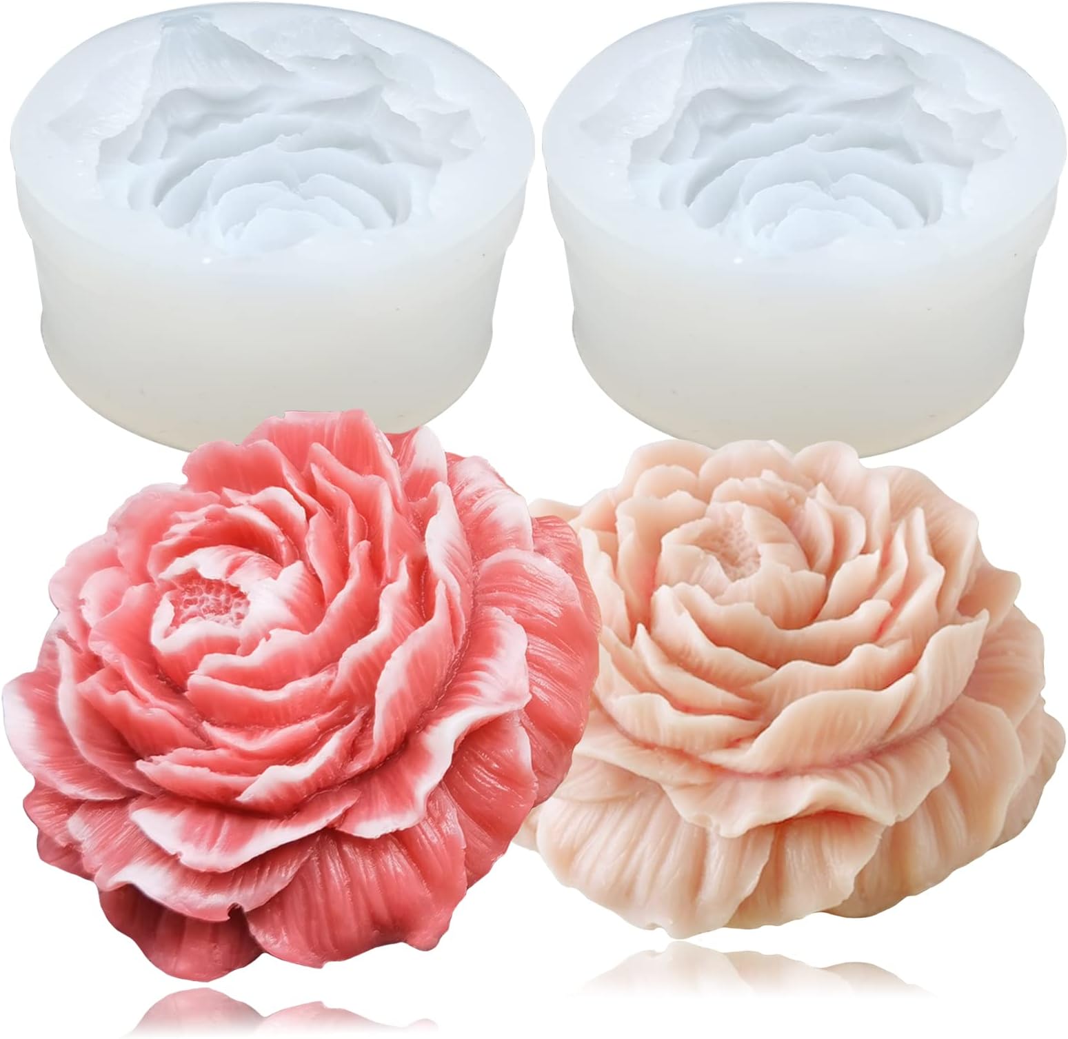 2PCS Flower Mold Silicone Candle Soap Molds Bloom Flower