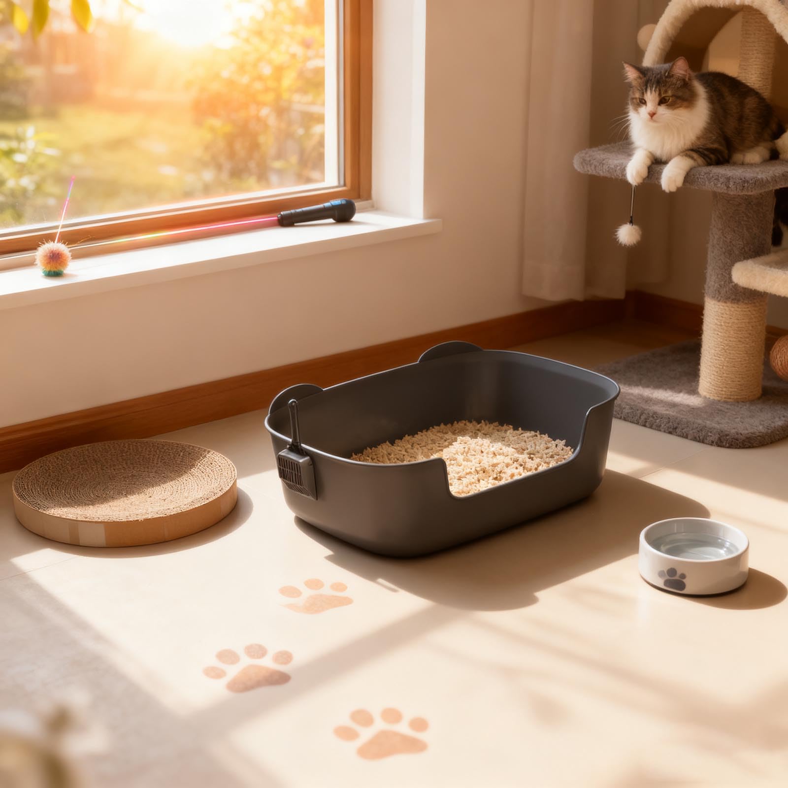 Extra Large Enclosed Cat Litter High Odor Control Kitty Litter Tray With Privacy Hood For Indoor Cats (Grey, 40X14. 5cm)