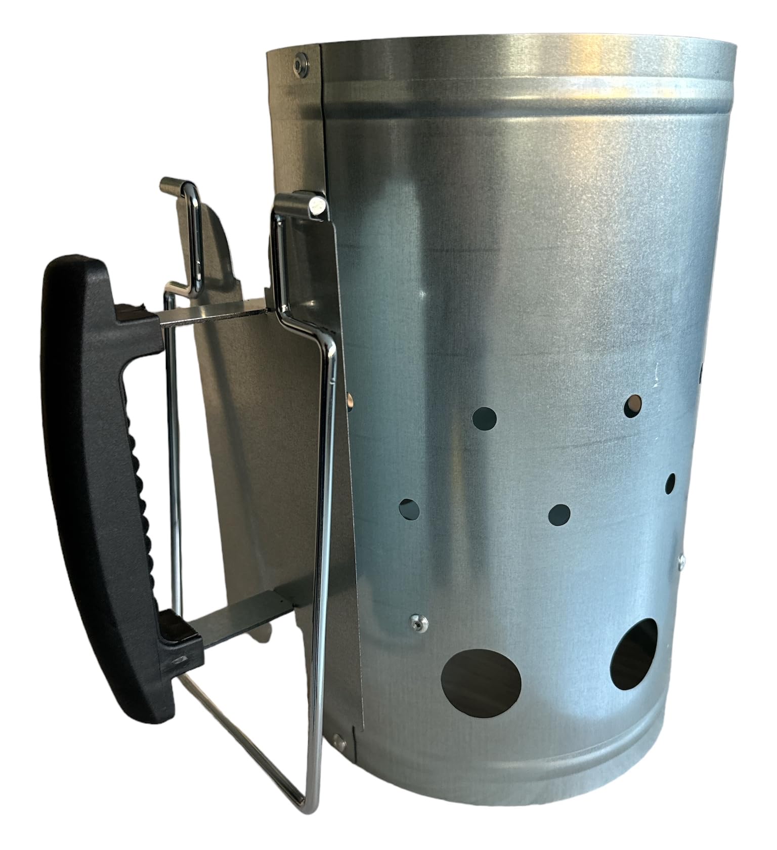 eacommerce - Accendifuoco per Barbecue in Zincato | Facile Uso per Carbonella | Doppia Maniglia per Sversamento Sicuro | 17x27,5 cm, Zincato