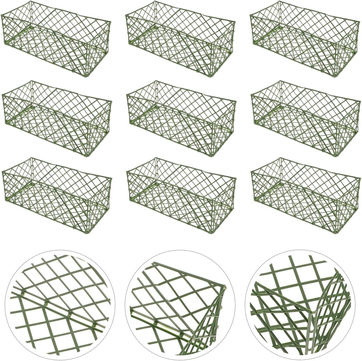 Housoutil 10 Pcs Floral Foam Cage Mesh Holder Fresh Flowers Cage Bowl for Table Centerpieces Floral Arrangement Florist Wedding Decoration Green
