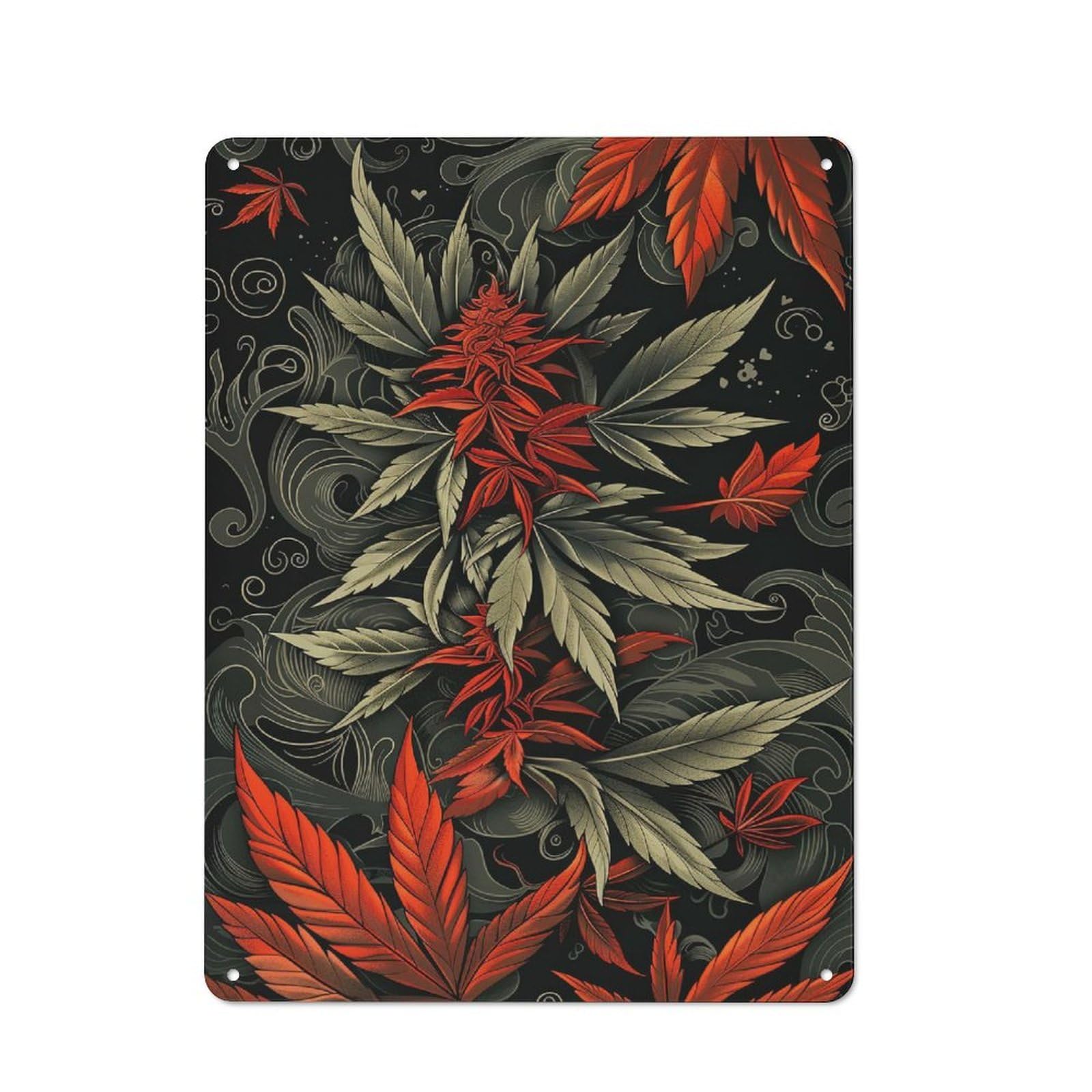 Junmoney Weed Iv Casual Metal Wall Decor 40X30cm, Tin Sign For Greenhouse, Garden Room, Cafe Or Entryway