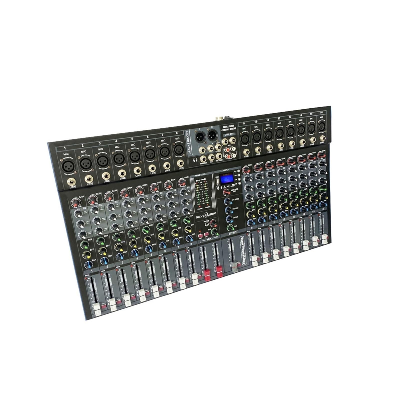 Mezclador de audio, Mezclador profesional de 16 canales con salida única BT y efecto reverberación, ideal for presentaciones canto