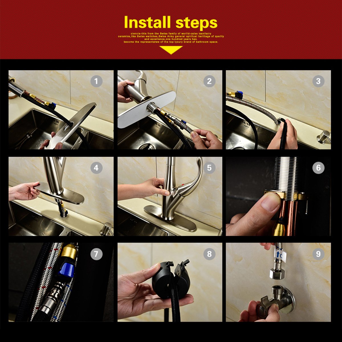 CIENCIA Grifo Cocina Extraible 2 Funciones Grifo de Cocina 360°Giratoro Grifo de Cocina Extraíble Grifos de Fregadero Monomando, BNA1225
