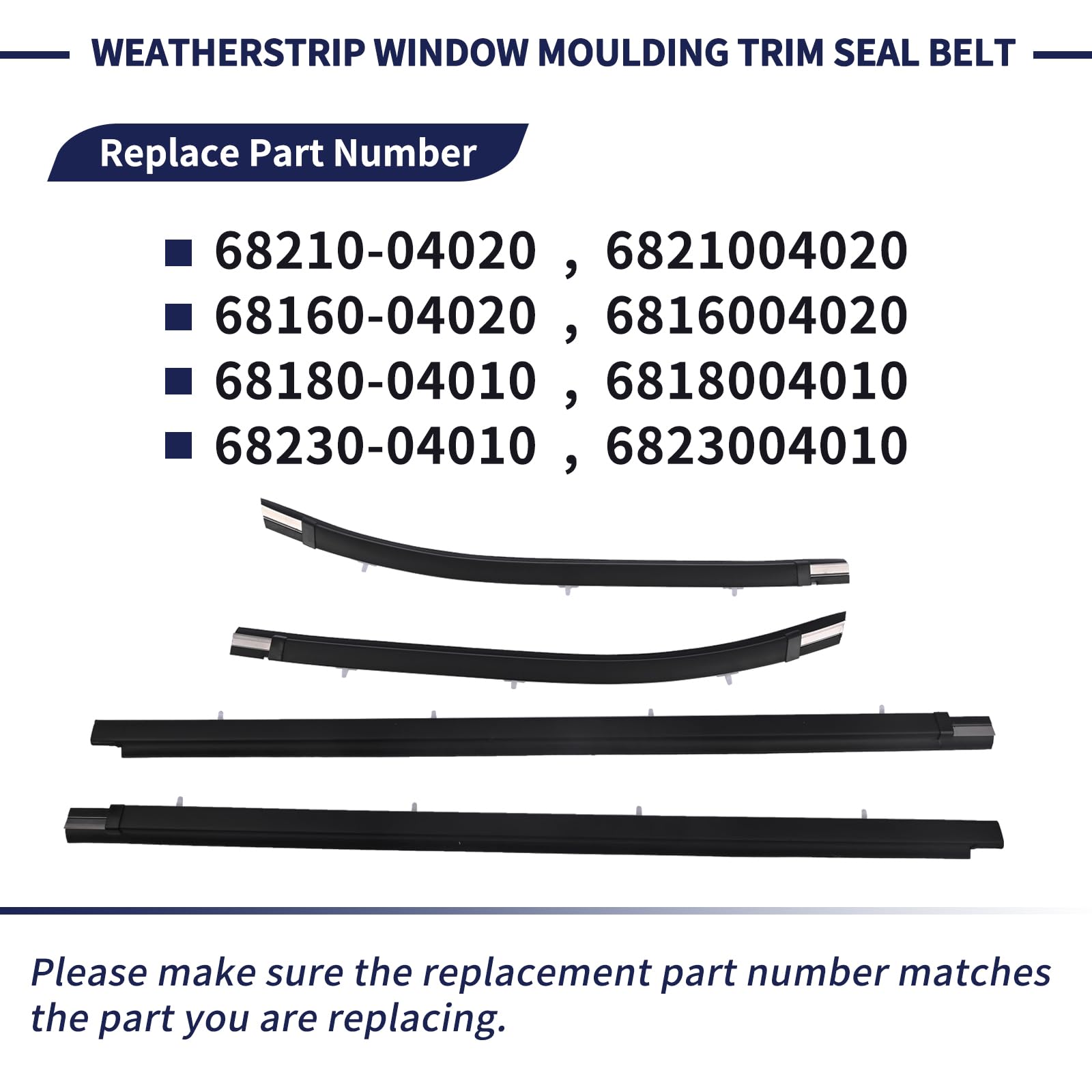 OEM TOYOTA TACOMA EXTERIOR WEATHERSTRIP SET FRONT 2 WINDOWS ONLY - View #6
