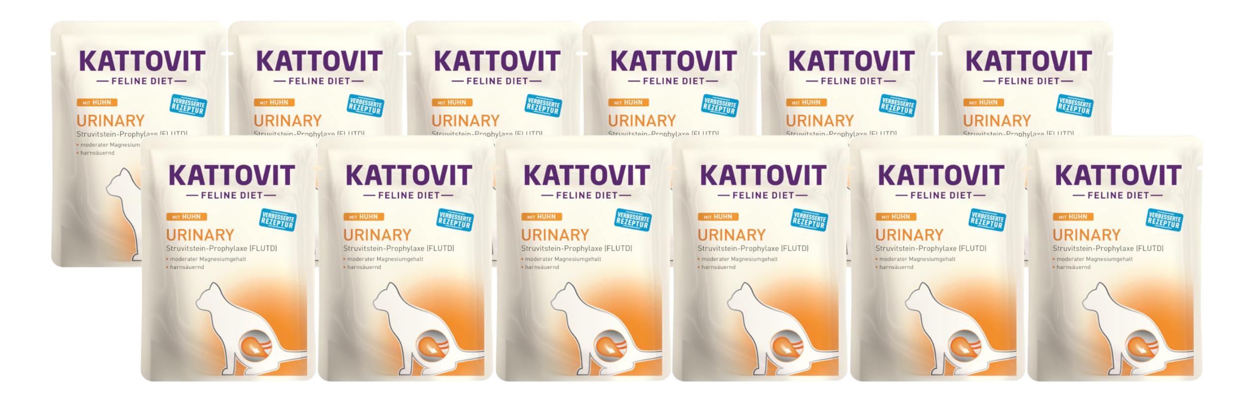 Kattovit Feline Diet Urinary Huhn | 12 x 85g Nassfutter | Diätfutter für ausgewachsene Katzen mit Harnwegserkrankungen | zarte Stückchen in Sauce | C-Rezeptur
