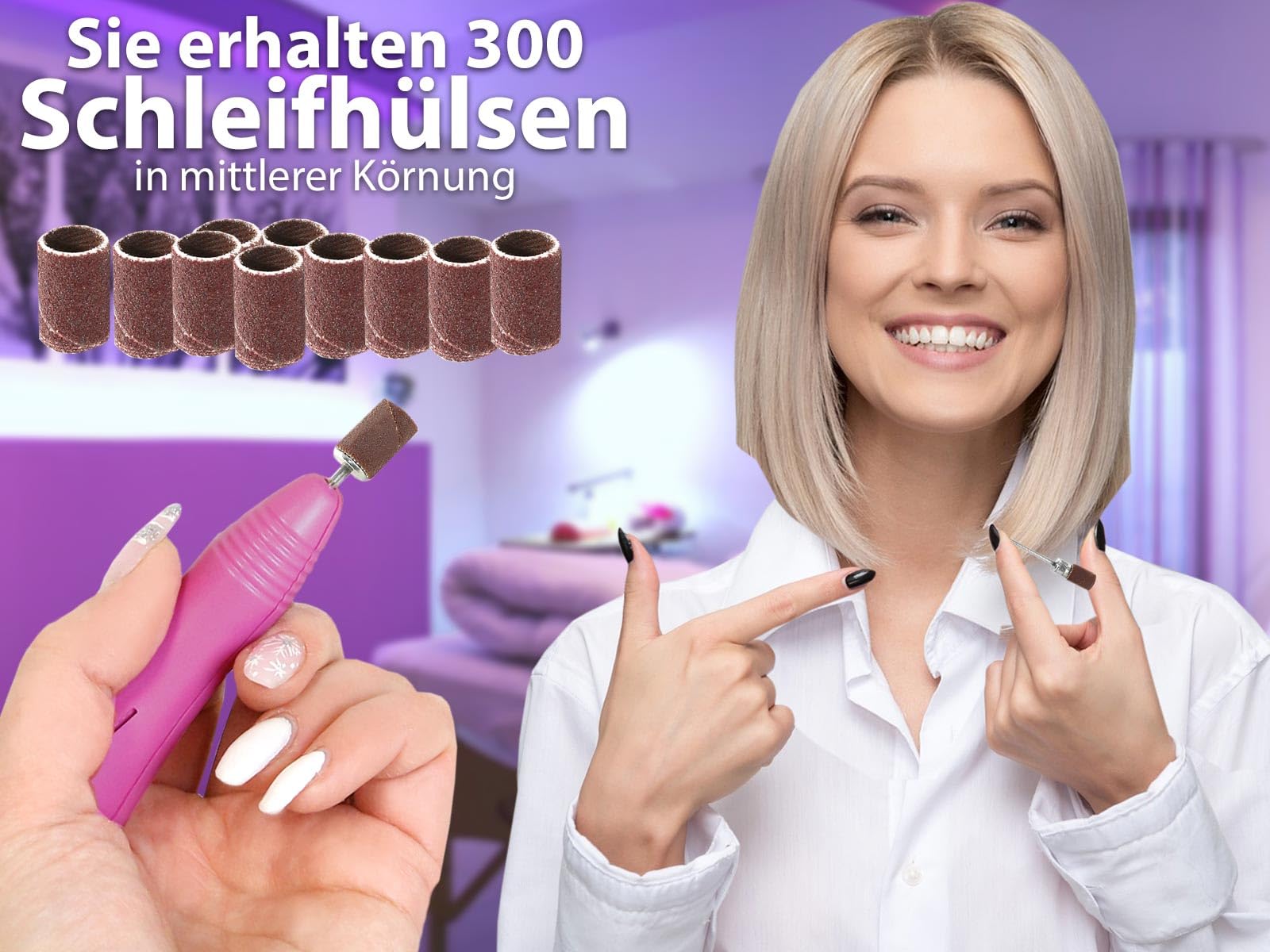 Elektrisches Hornhautentferner Fußpflege Set mit Nagelfräser Schleifbänder
