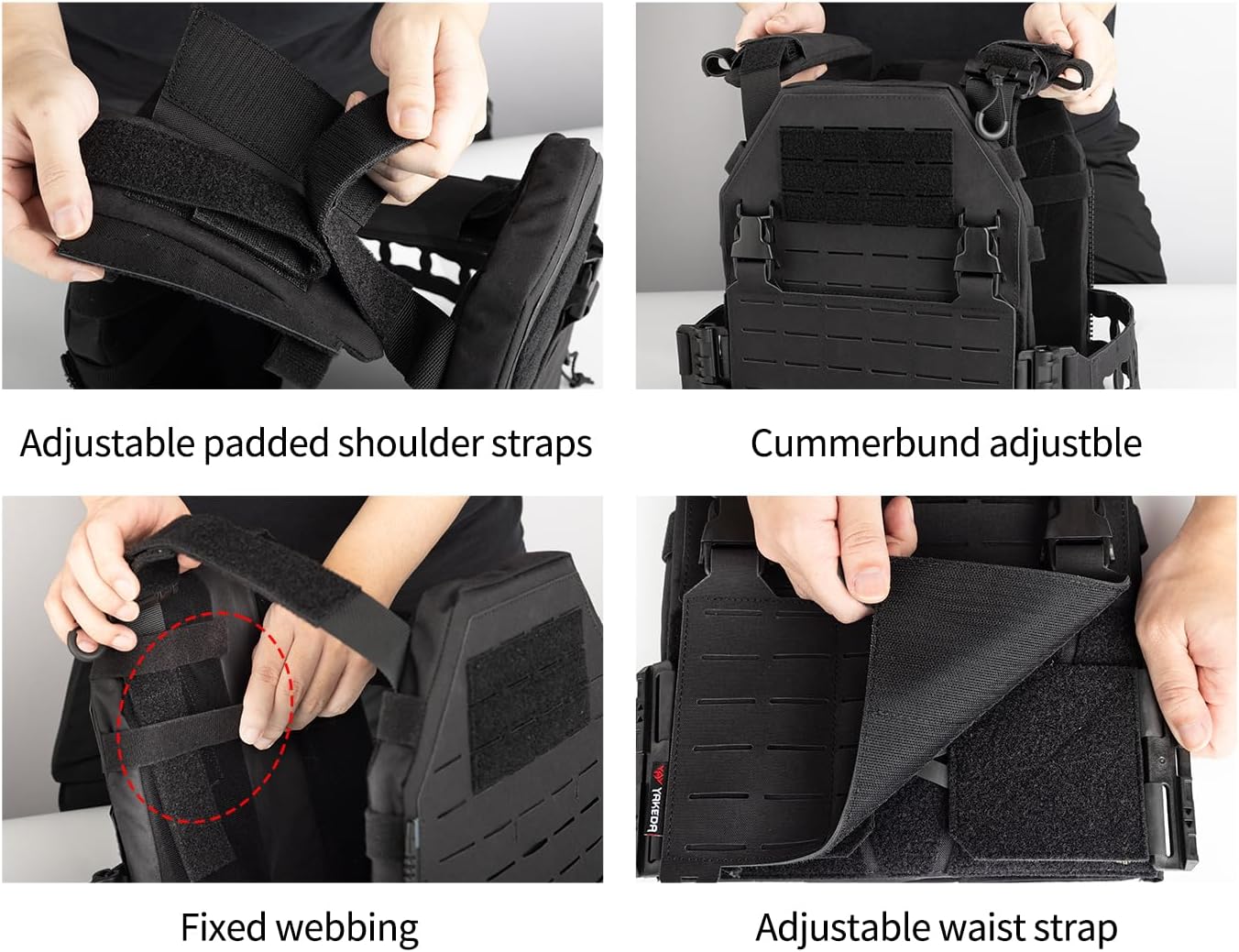 YAKEDA Tactical Training Vest with PALS System - Adjustable Straps Quick-Release Buckle for Hunting