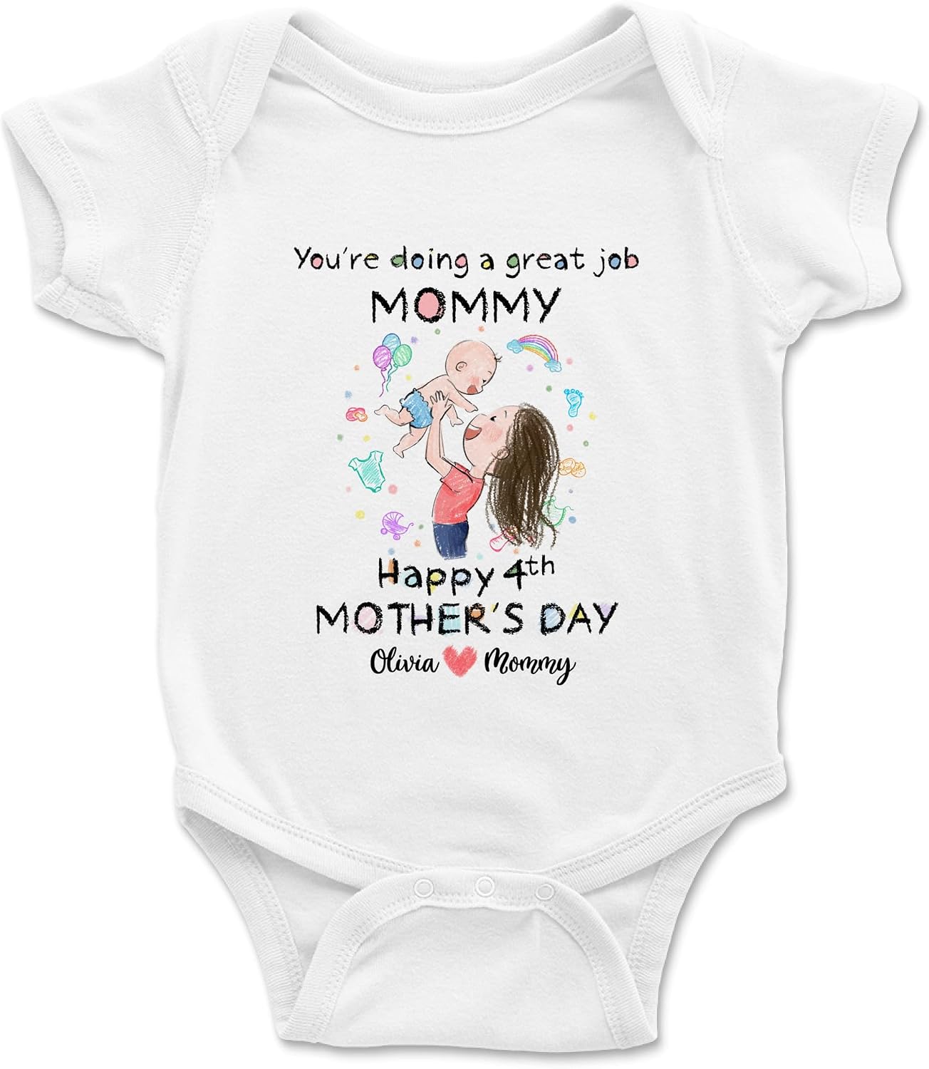 Gossby Personalized Custom Onesie - You are doing a great job mommy, happy our first mothers day Baby Onepiece B