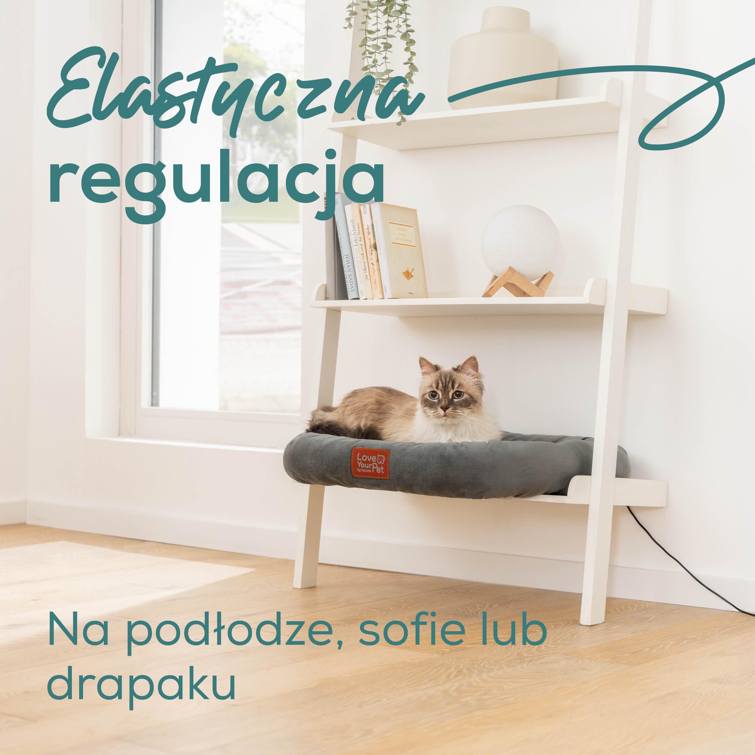 Beurer Love Your Pet Podgrzewane legowisko Kira dla psów i kotów, z timerem, przytulne legowisko dla kotów, możliwość prania w temperaturze 30°C, odporne na zadrapania i wodoodporne, 58 x 50 cm