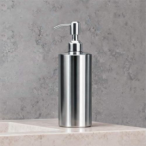 StainlessSteel - Dispensador de jabón para baño y cocina, acero inoxidable 188 de alta calidad, capacidad de 18.6 onzas (1, acero inoxidable)