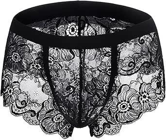 Men's Transparent Thong Lace Jockstraps Thong G String Bulge Pouch