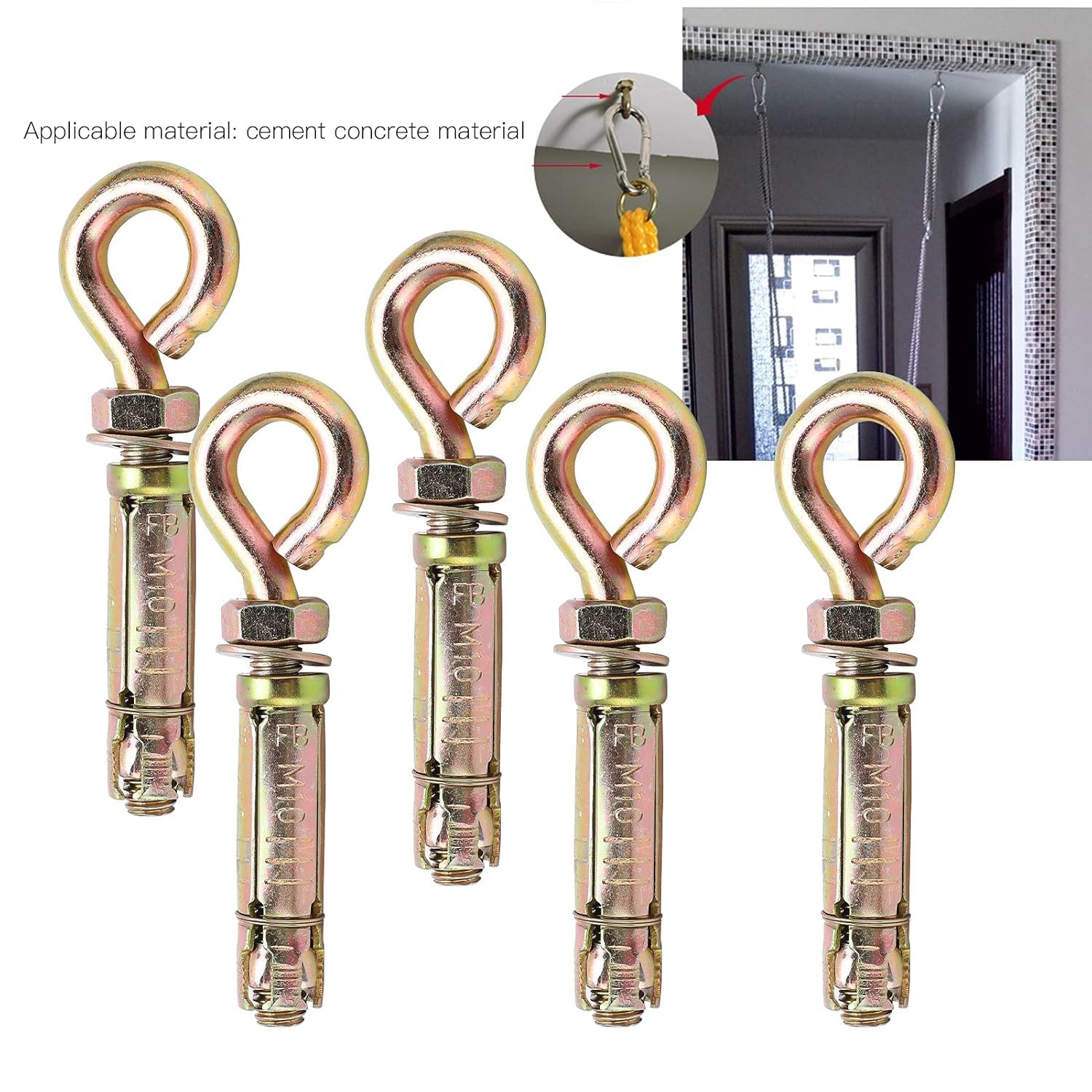 ROLLYWARE ®Expansion Bolts with Eye Ring, cm Heavy Duty Metal Anchor Fastener Eyebolt Bolt Ring Screw Closed Hook Anchor Bolt for Concrete Wall (5, M6) - Image 7 thumbnail