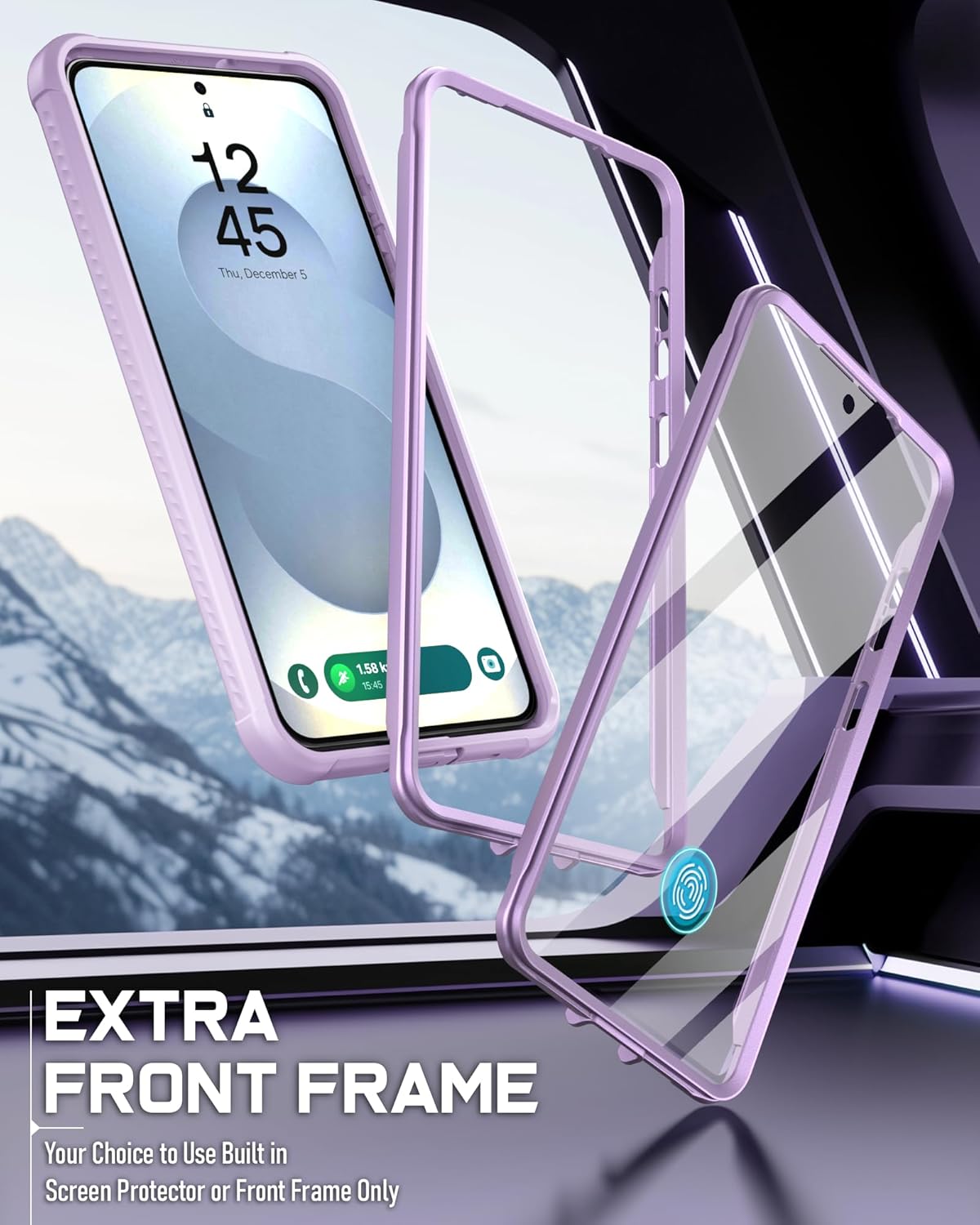 Poetic Guardian Case for Samsung Galaxy S25 Edge 5G 6.7" (2025) [20FT Mil-Grade Drop Tested], Built-in Screen Protector [Work with Fingerprint ID], Full Body Rugged Shockproof Clear Case, Purple/Clear