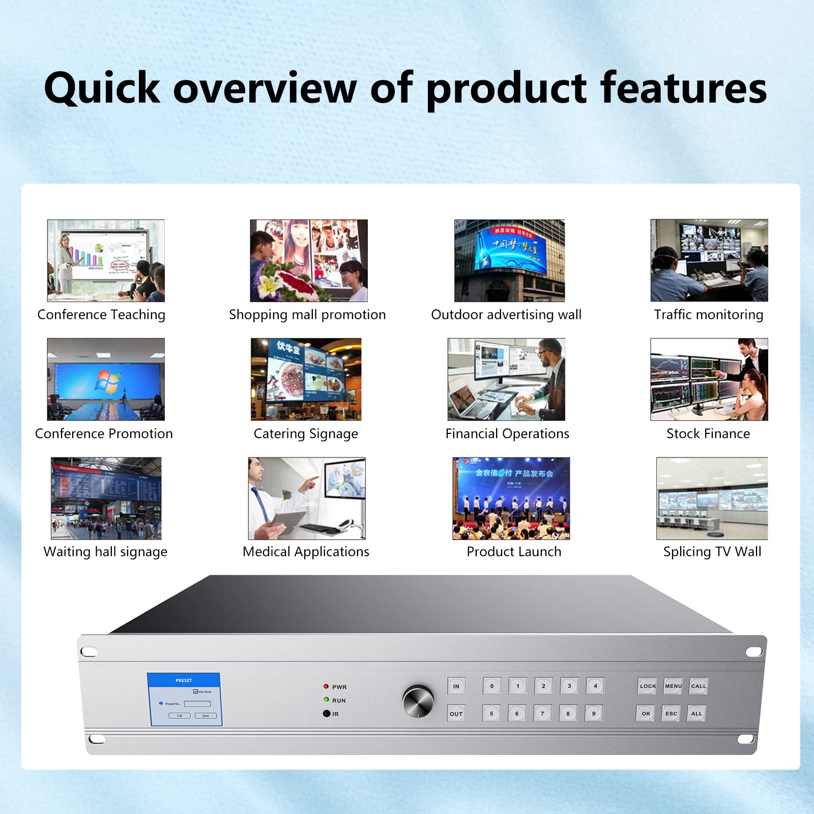 ICUIXIAN Przełącznik matrycowy 16 wejść 16 wyjść 4k x 2k przy 30 Hz HDMI, matryca HDMI obsługuje sterowanie WEB HDMI1.4a standardowa Blu-Ray Dolby True HD, Dolby Digital i DTS-HD Master Audio