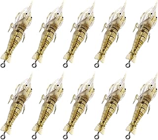 Bass Swimbaits,Isca Artificial de Camarão | 10 peças iscas de pesca para água doce, iscas de camarão, iscas macias de silicone artificial, iscas de pesca com anzóis afiados, equipamentos de Z/c