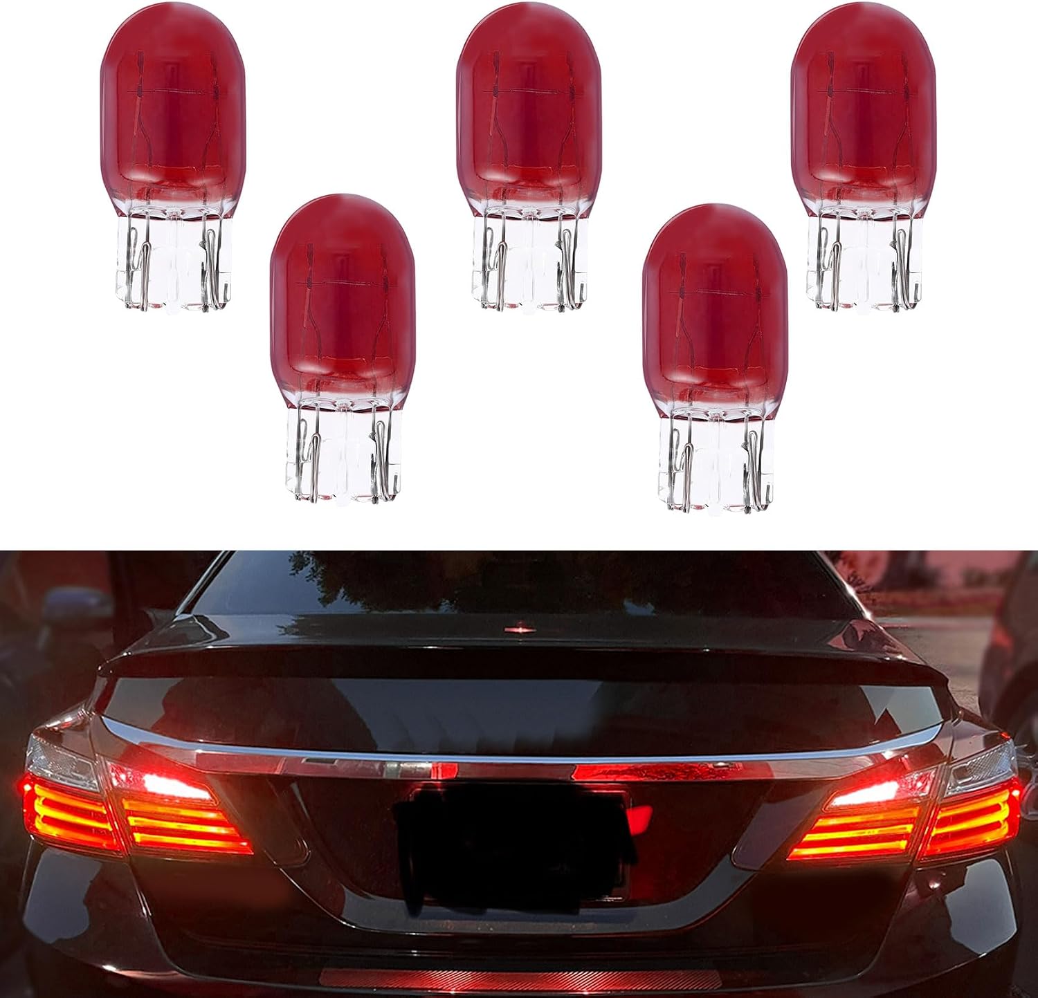 5PCS 7443 Bulb, Tail Light Bulb, T20 1891/7443 12V 21/5W Automotive Lighting Reverse Lights, Super Bright Dual Filament Mini Car Brake Lighting Replacement Universal for Most Vehicles (Red)