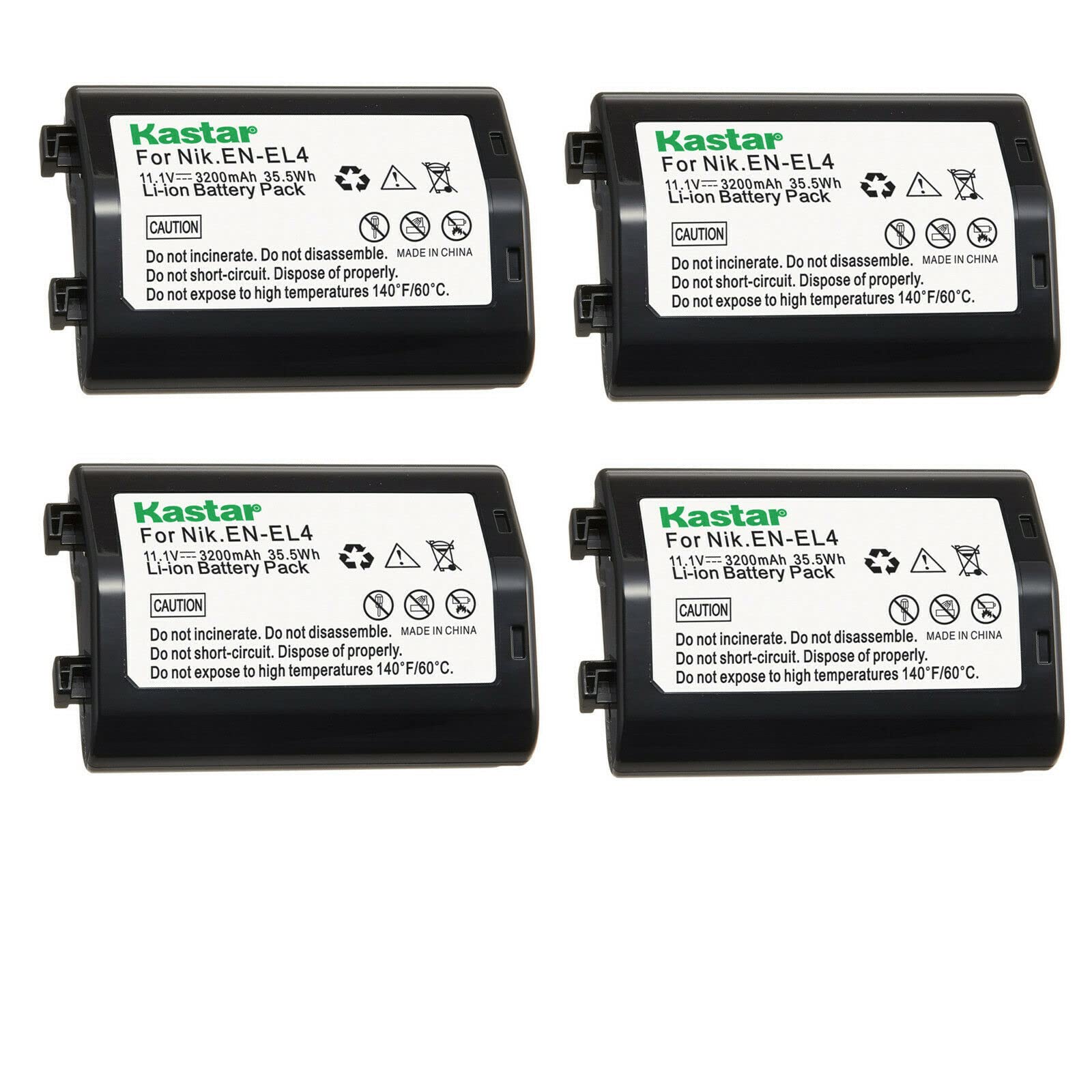 Amazon.com : Kastar 4-Pack EN-EL4a Battery 11.1V 3200mAh
