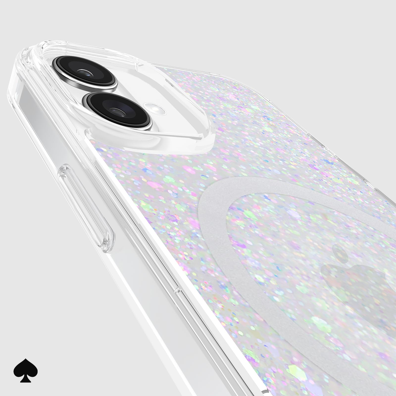 Kate Spade New York Funda para iPhone 16 Plus, Compatible con MagSafe, Funda de teléfono de diseño, Purpurina Gruesa Iridiscente