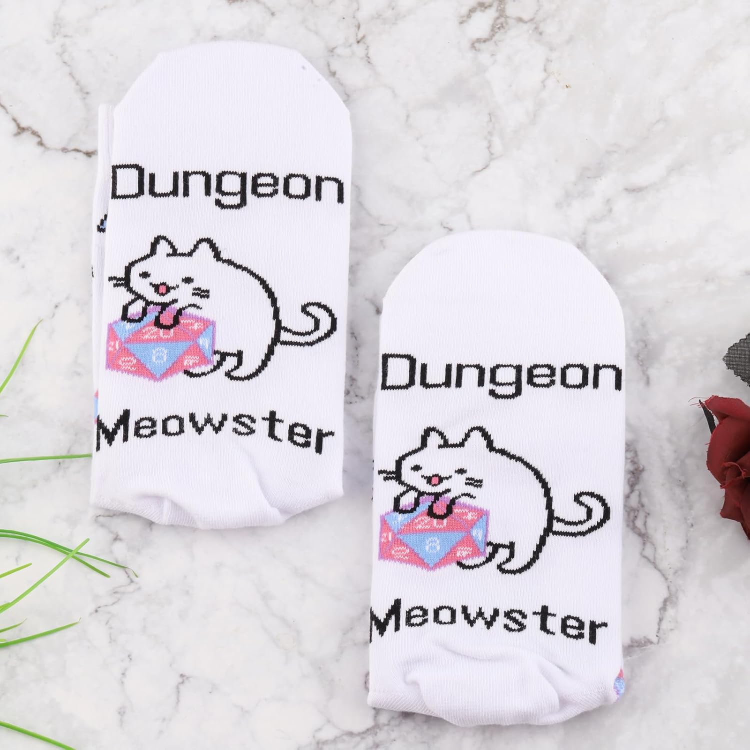 JXGZSO Funny RPG Gamer Gift D Meowster Socks D And Cat Lover Gift D Dice Socks image 2