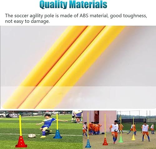 Miniatura 5 de Juego de 5 bastones ajustables para entrenamiento de fútbol de agilidad, bastones de agilidad de entrenamiento de slalom, equipo de práctica
