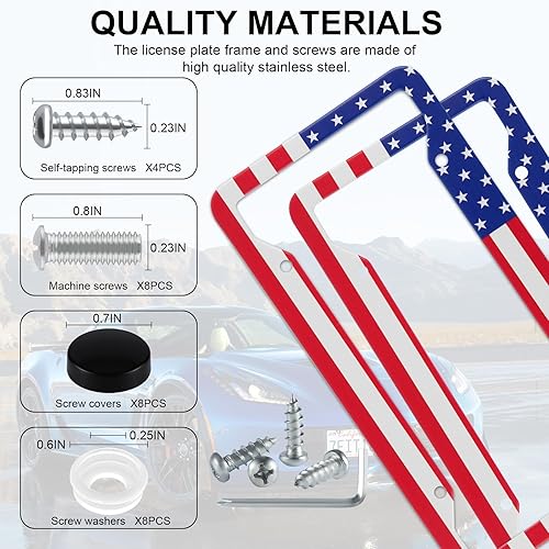 Miniatura 4 de LivTee 2 fundas para matrícula, con bandera de Estados Unidos y se adapta a todas las placas estándar de 6 x 12 pulgadas, protege tu placa trasera y