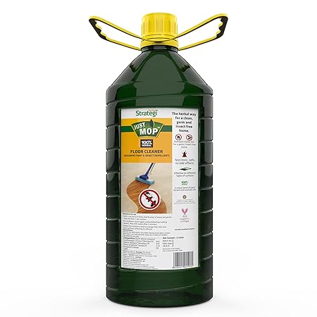 Herbal Strategi  Just Mop Floor Cleaner Phenyl Completely Herbal Disinfectant Insect Repellent Ecofriendly Biodegradable Skin Safe Baby Safe PetFriendly, Green, Lemongrass, 2000 millilitre