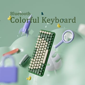 Mini Bluetooth Keyboard, 84-Key Retro Typewriter, Wireless Compact Keyboard, Compatible with Windows Laptops, Desktops, Mac, Computer Keyboards,Tablets (Green)