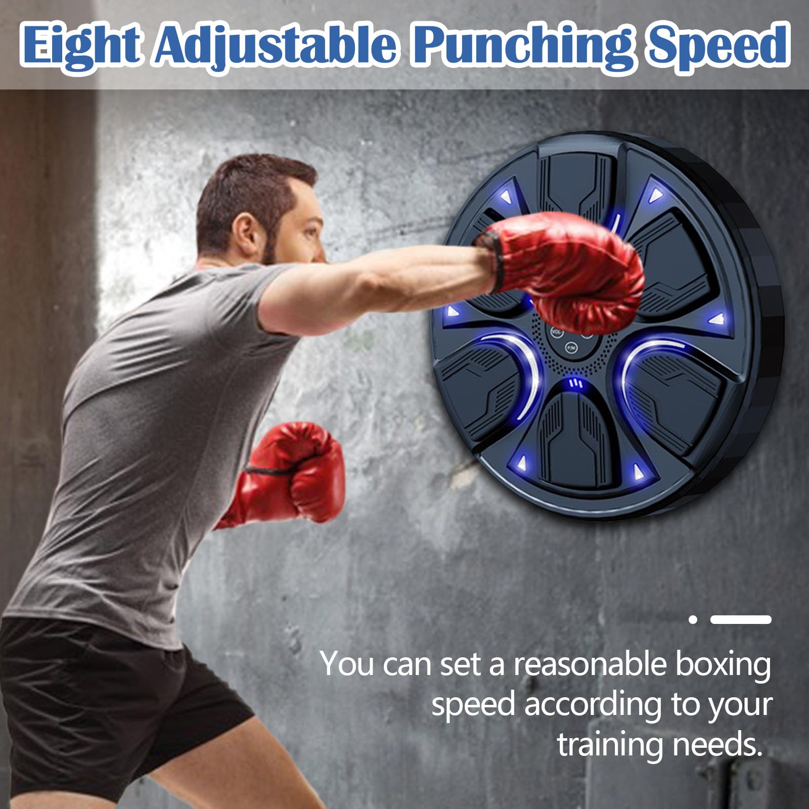 Macchina da Boxe Musicale, Intelligente Macchina Elettronica Allenamento Boxe Montata a Parete, Supporta Bluetooth, Regolazione Della Velocità, Macchina da Boxe Musicale con Guanti per Adulti