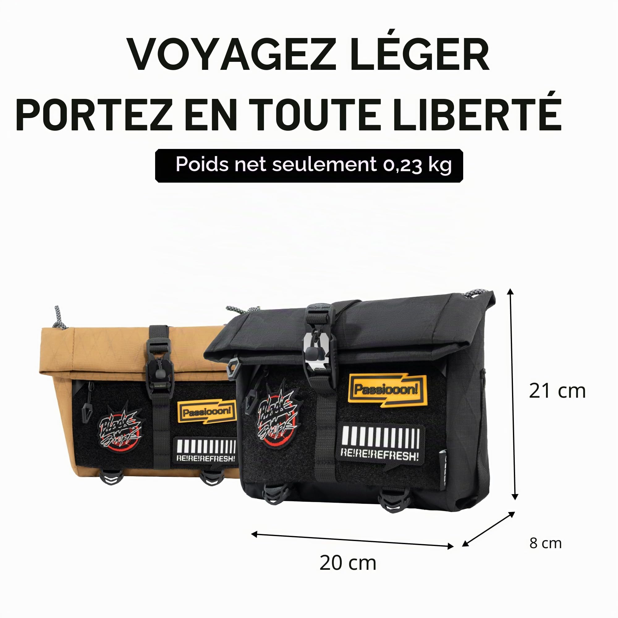 VSGO Sac à bandoulière pour appareil photo 3L pour homme, sac à bandoulière Techwear étanche avec points modulaires et poche cachée