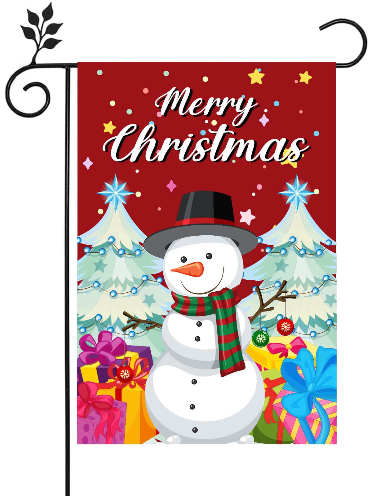 Merry Christmas Snowman Garden Flag, 12.5 x 18 inch Double Sided Christmas Decorations Yard Flag, Burlap Winter Yard Flag Holiday Farmhouse Outside Décor
