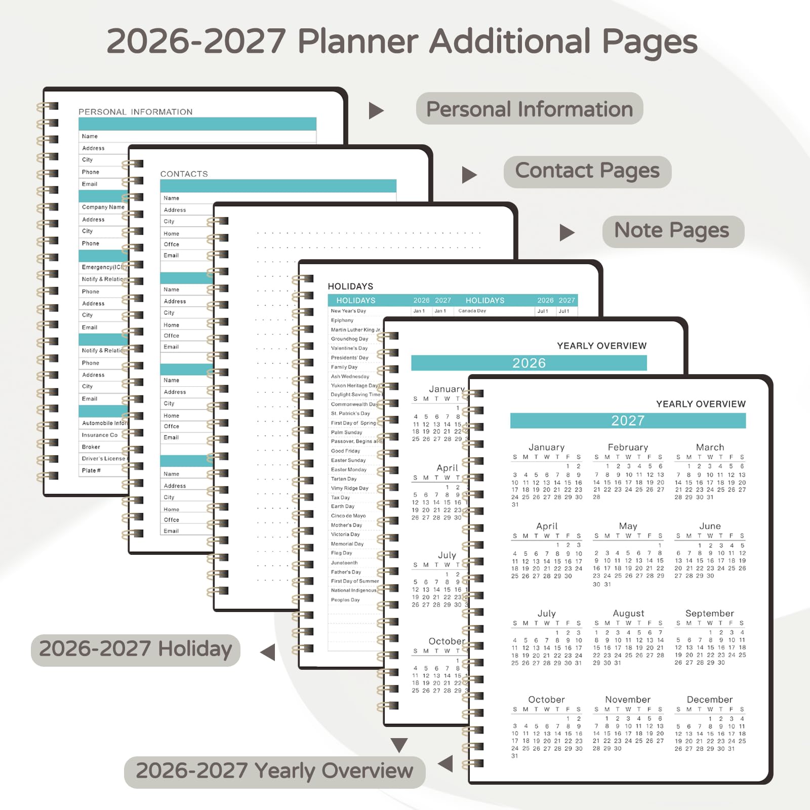 Planer miesięczny 2026-2027, kalendarz 2-letni 2026-2027 (styczeń 2026 - grudzień 2027), 17,8 cm x 25,4 cm, 26-27 miesięczny planer kalendarza, 24-miesięczna książka planująca do domu, szkoły