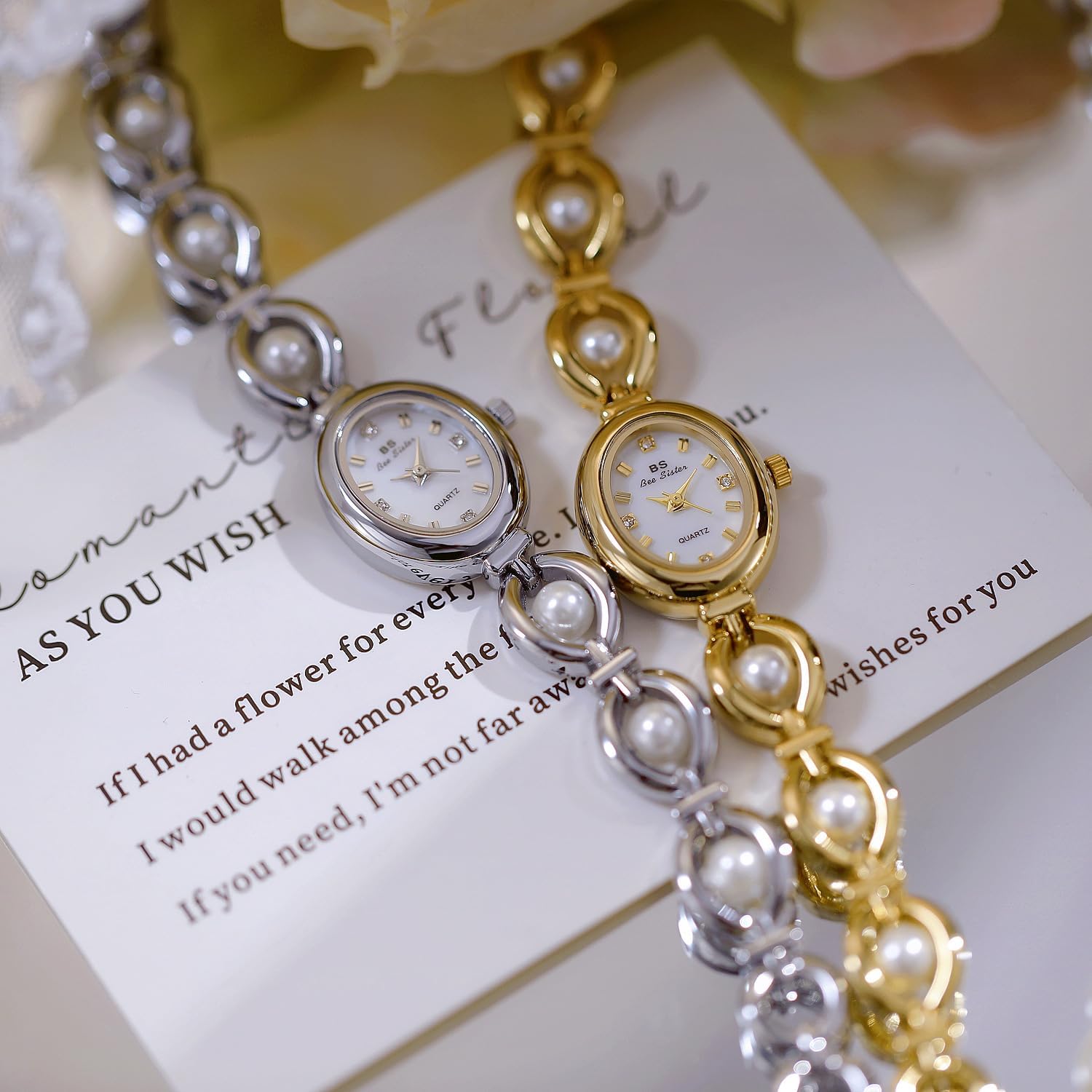 Gosasa Vintage Pearl Bracelet Watch for Women Elegant Small Oval Dial Jewelry Waterproof Dainty Ladies Gift Watch for Mom Wife - Image 6