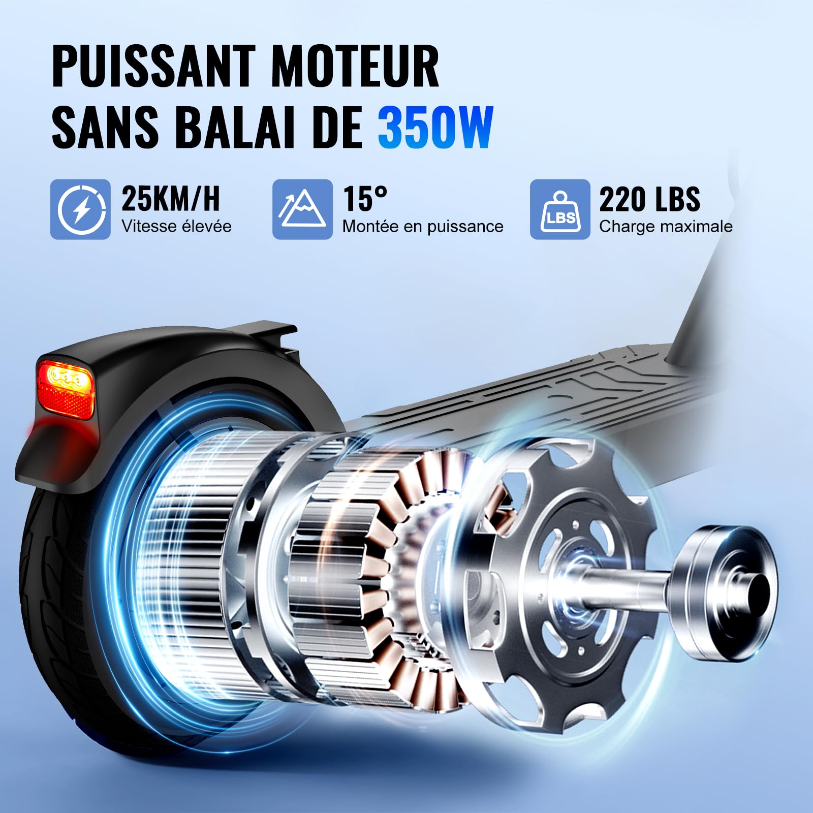 Trottinette Électrique Adulte 10 Pouces Electric Scooter, Autonomie Maxi 32 km, Moteur de 500W crête, Trottinette Electrique Pliable 36V 7.8Ah, Double Freins, Pneus nid d'abeille Anti-crevaiso