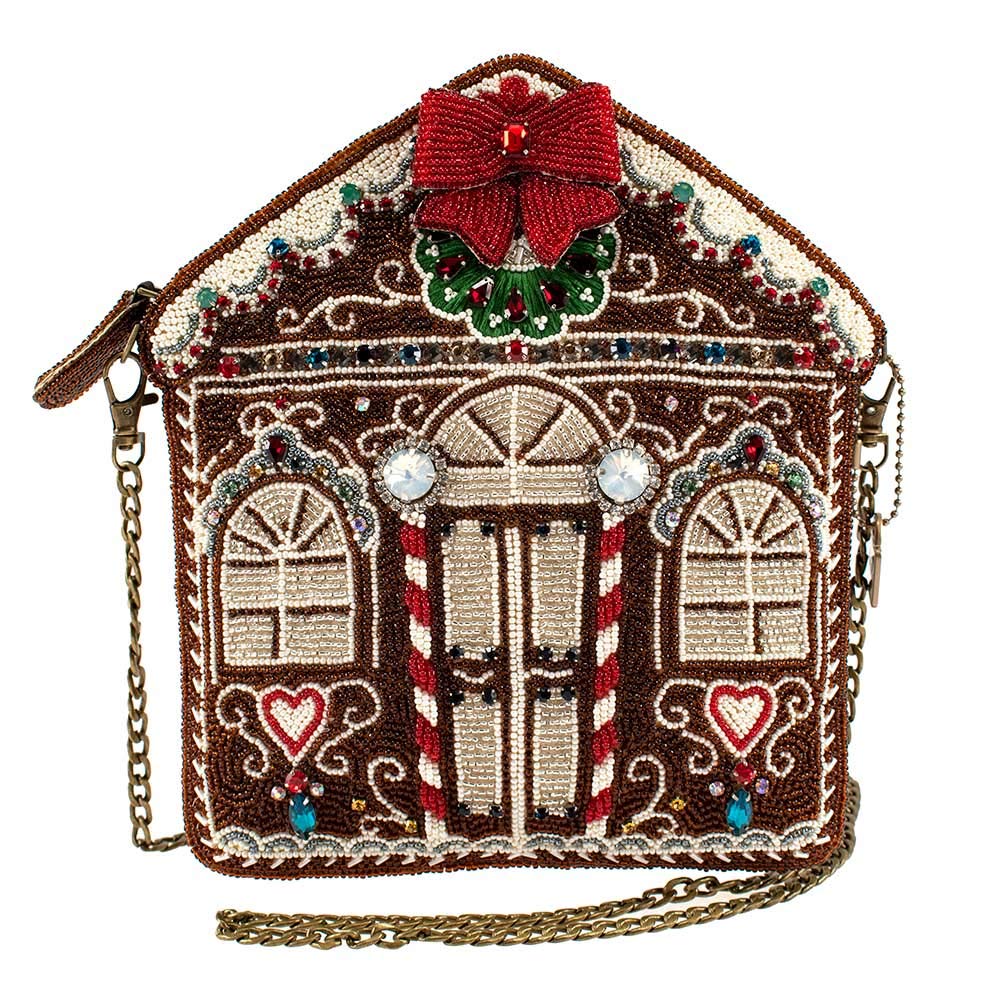 Mary Frances Candy Lane, Beaded Gingerbread House Crossbody Holiday Handbag