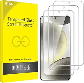 JETech Película de Vidro Temperado para Samsung Galaxy S24 5G 6,2 Polegadas, Protetor de Tela, Compatível com ID de Impressão Digital, HD Claro, Pacote com 3