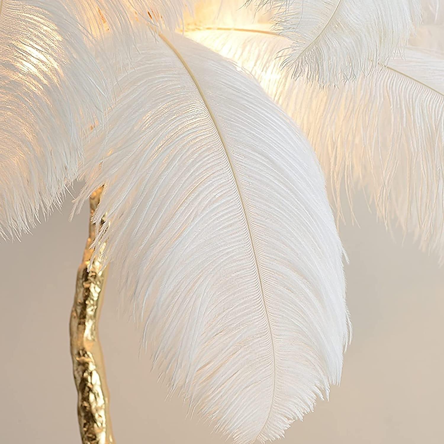 Piantana Lampada da terra di piume di struzzo,Lampada da Terra A Luce Soffusa Lampada Orientabile,lampada da terra moderna in piedi lampada da comodino romantica decorazione,White-170CM