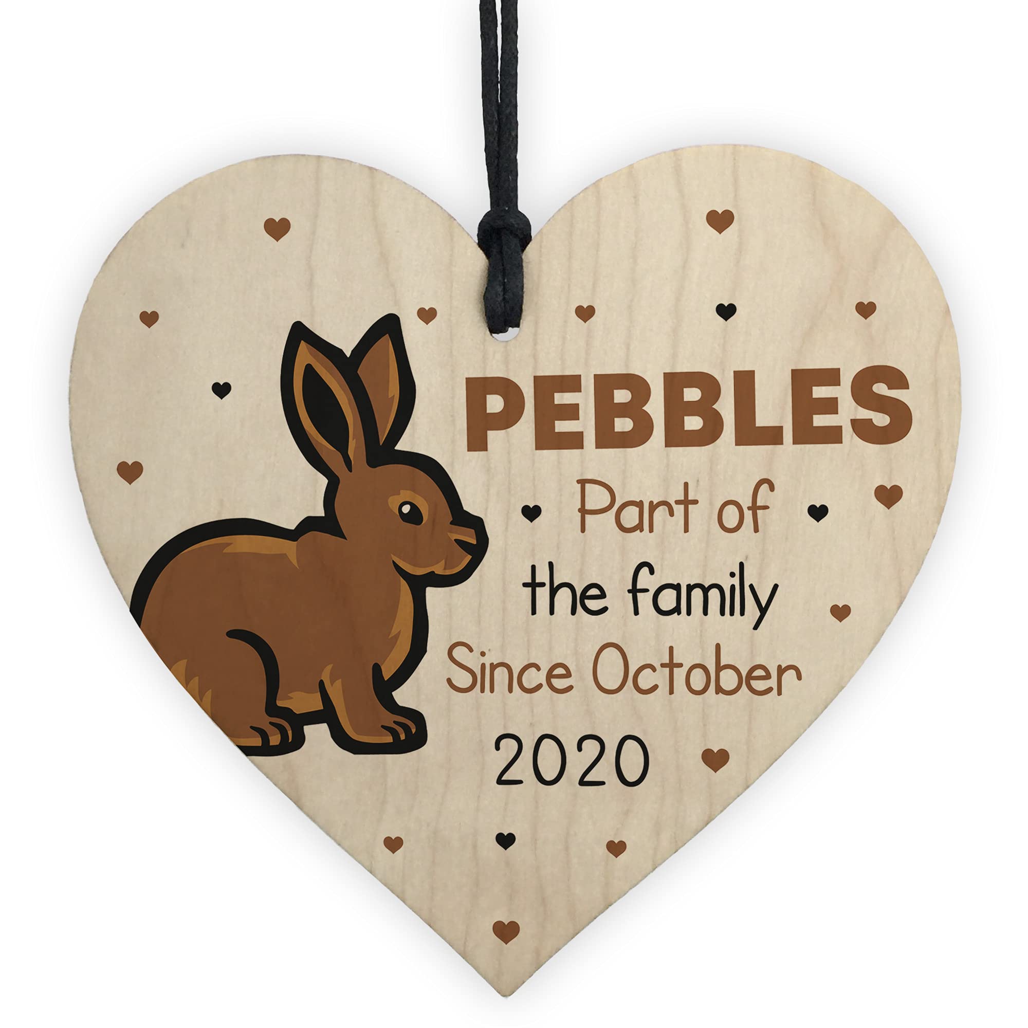Personalised Rabbit Sign For Home Wood Heart Hutch Sign Rabbit Family