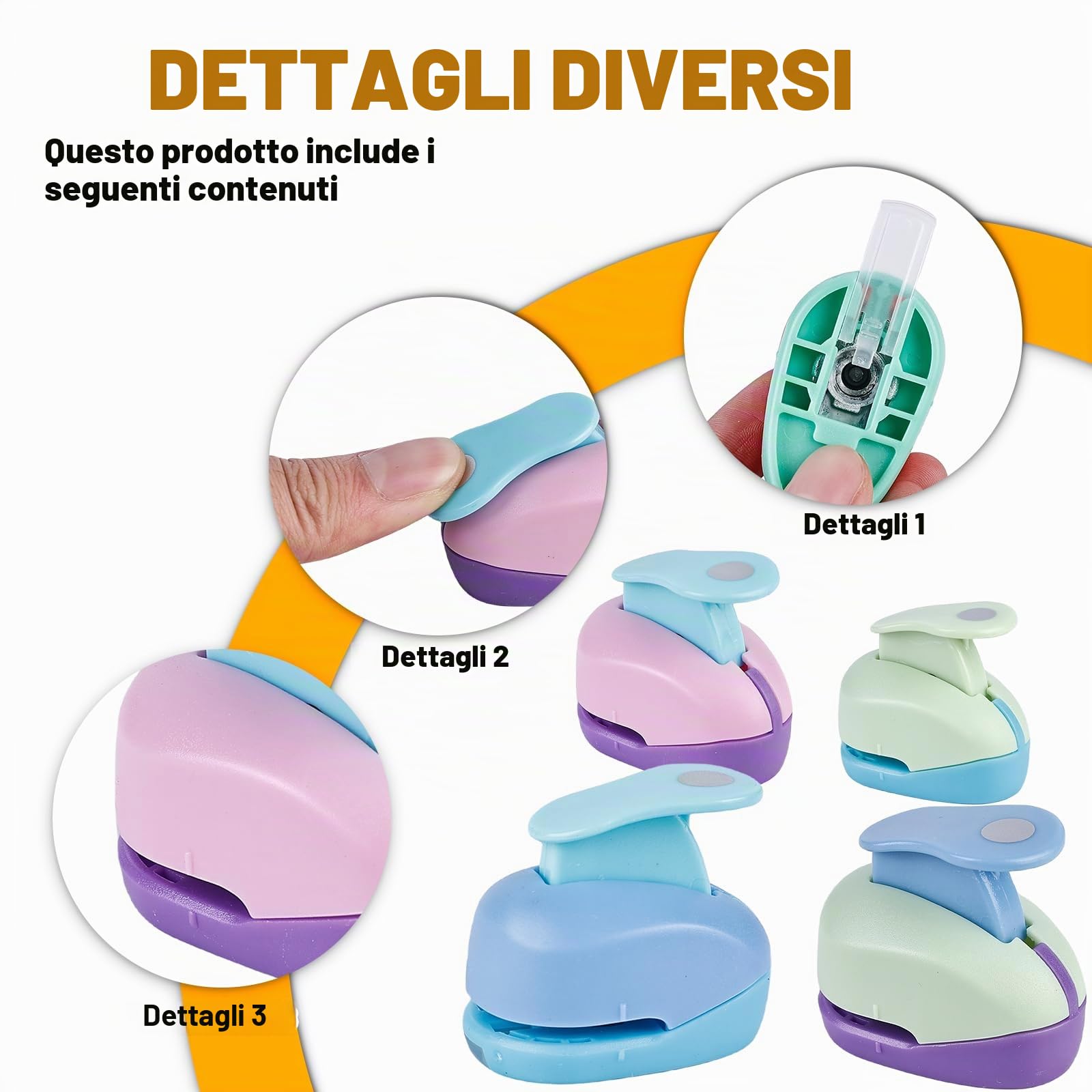 Sporgo Perforatrici rotonde, 4 pezzi, per fai da te, scrapbooking, album fotografici, artigianato, biglietti di auguri (9 mm, 16 mm, 25 mm, 38 mm)
