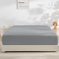 GOKOTTA King Grey Bamboo Rayon Fitted Sheet - 16" Deep Pocket, Ultra Soft Cooling Bottom Sheet with 4 Straps, Stays in Place