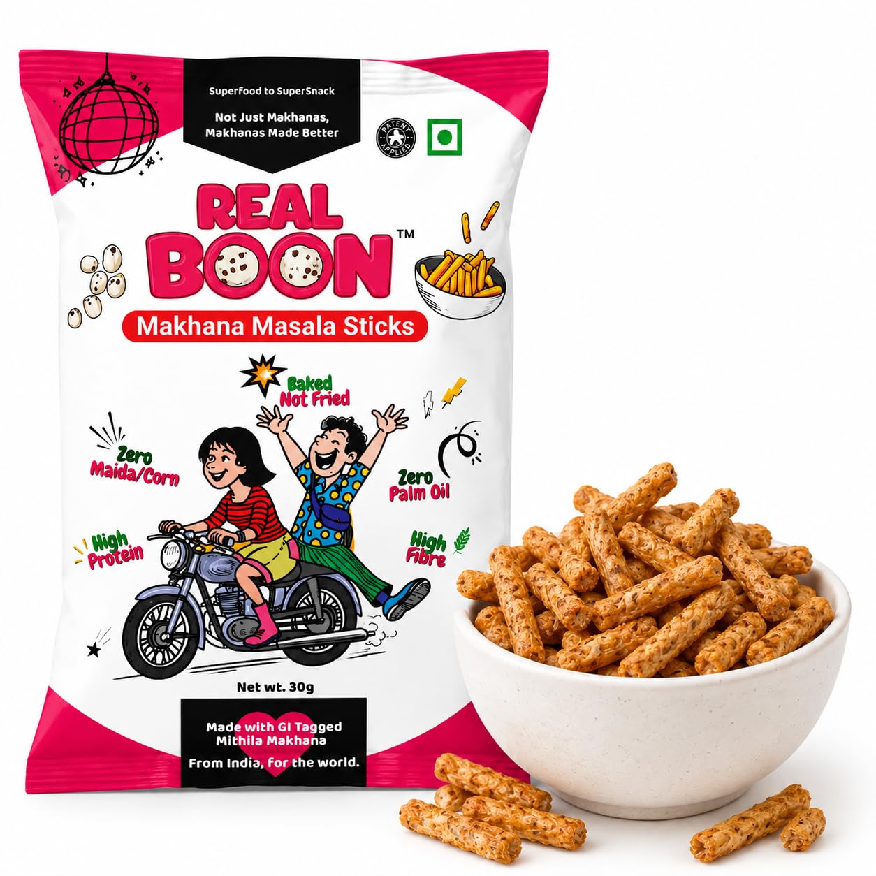Real Boon Masala Sticks | Makhana & Millet Snack | Baked Crunchy Sticks | High Fiber | Gluten Free | Tea-Time Snack | Pack of 4-image-22