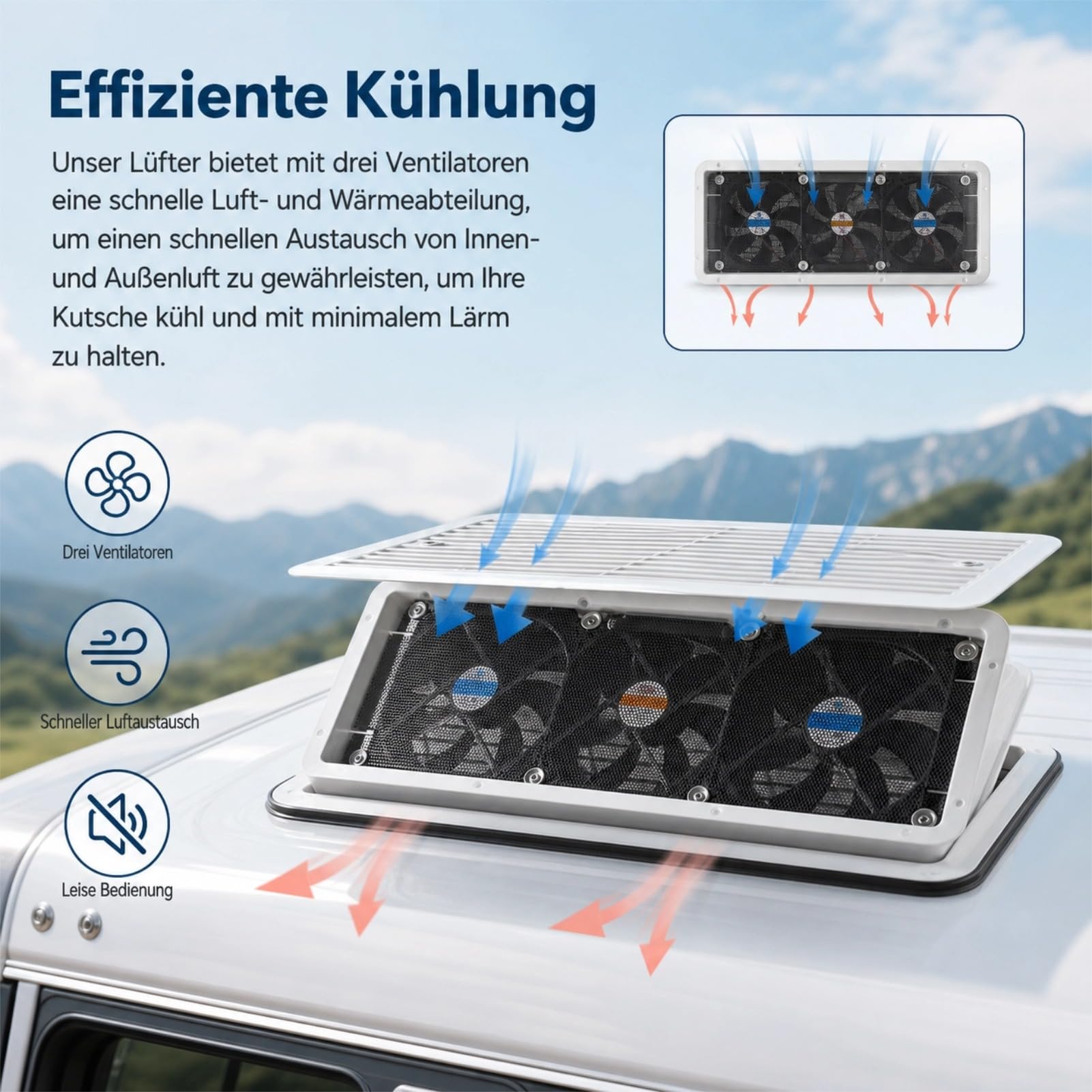 RV -Kühlschrankventilator, Vielseitige Lüftungslüftungslüftungslüftung, Effiziente Kühlseite, für Wohnmobil -Yachtboot