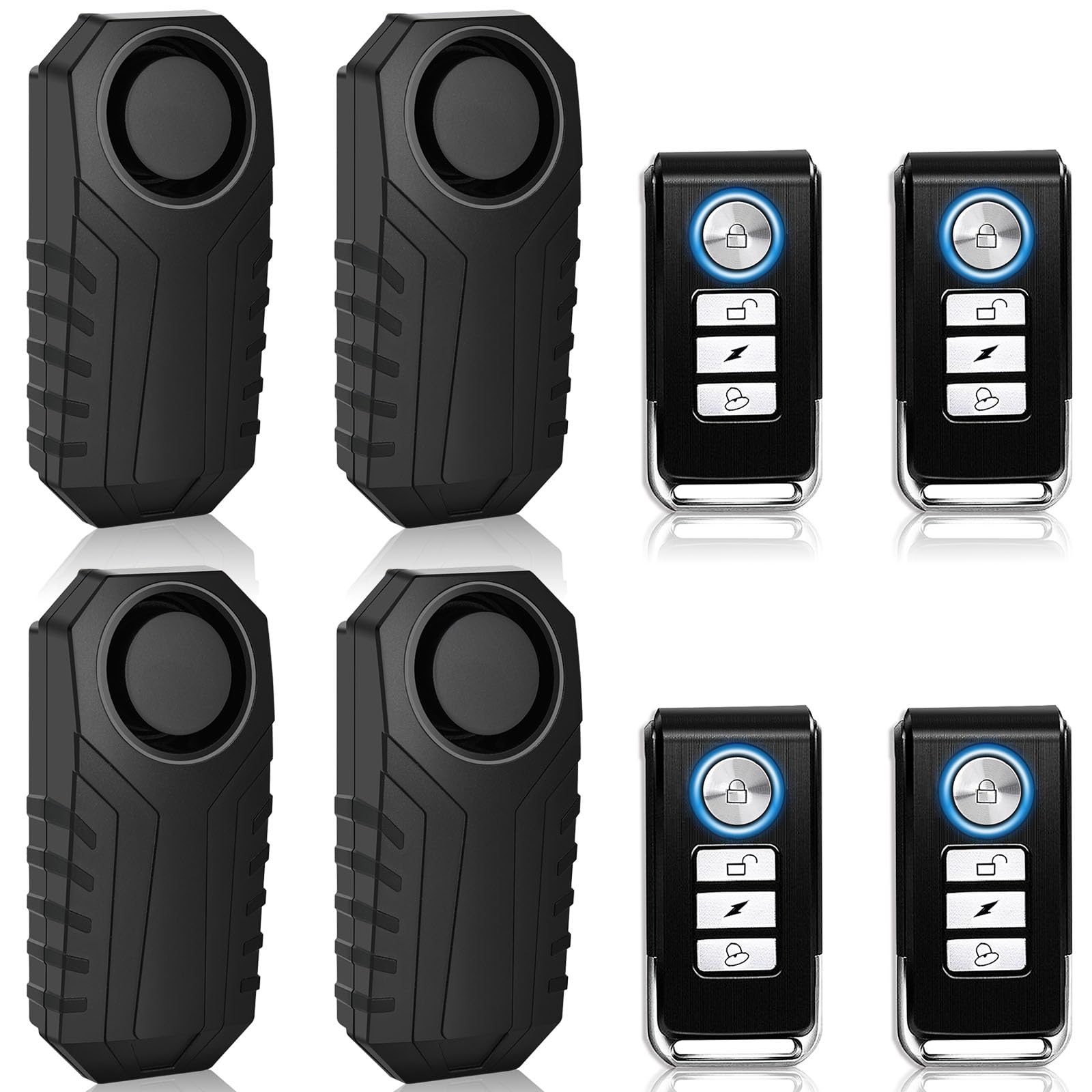 Bicycle Alarm System Anti Theft,USUPERINK Bike Alarms for Ebikes,113dB Bike Alarm,IP65 Waterproof,7 Levels of Sensitivity Adjustment,Suitable for Bicycles,Motorcycles,Electric Scooters,Ebike,4PK