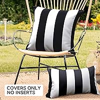 Vista 2 de WESTERN HOME WH - Juego de 2 fundas decorativas de cojín para exterior, a rayas, impermeables, de poliéster, para jardín, casa de campo moderna