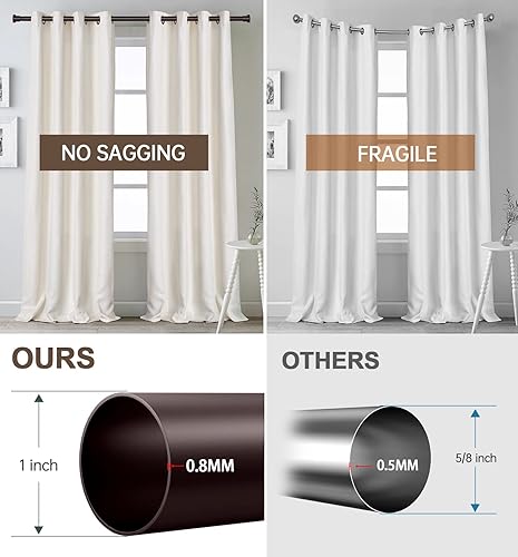 Miniatura 3 de Briofox Barras de cortina de bronce para ventanas de 48 a 84 pulgadas, barra de cortina ajustable resistente de 1 pulgada con remates decorativos