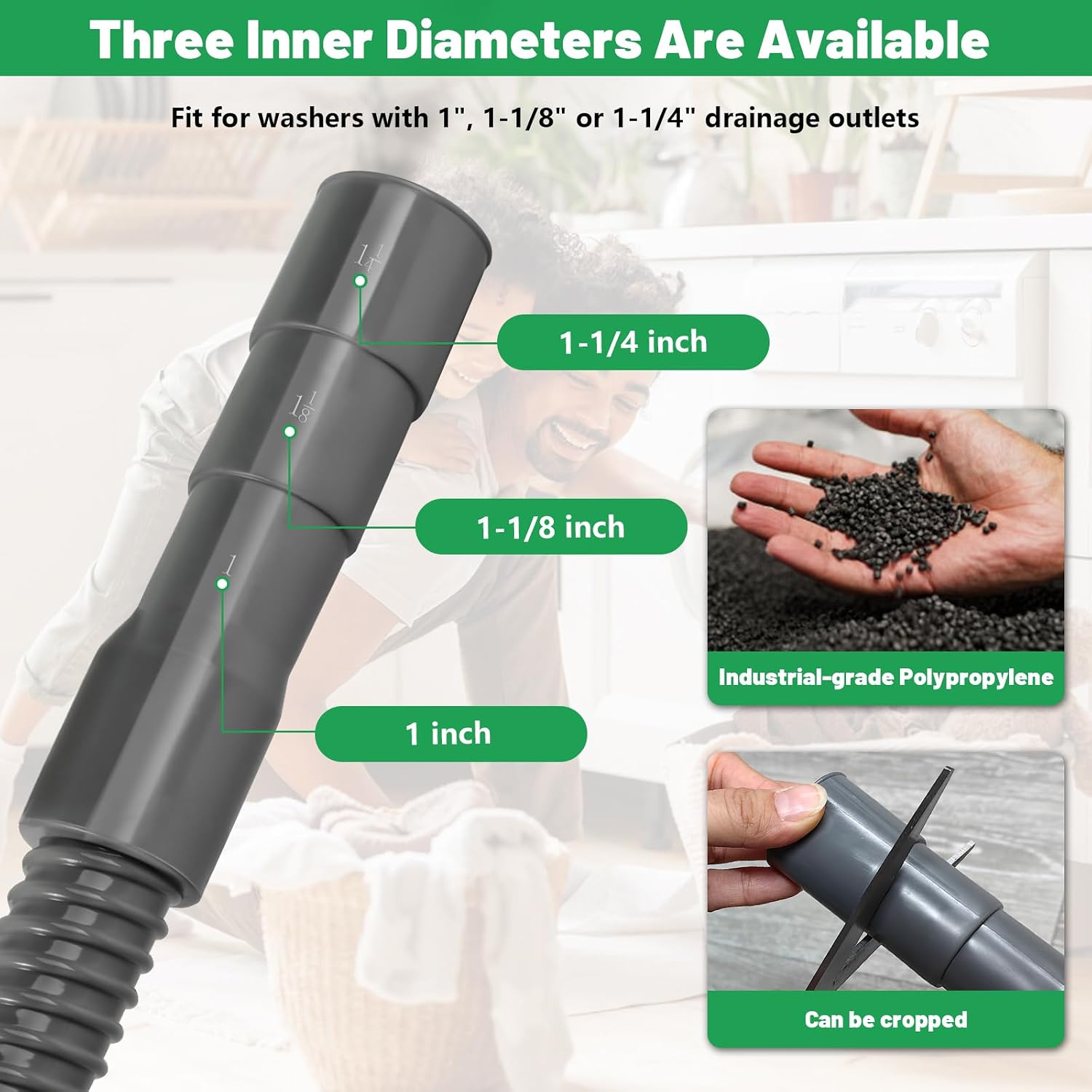 Universal Washing Machine Drain Hose Compatible with Samsung, LG, Whirlpool, Maytag, Kenmore, GE, Giantex, Panda and More - 10 Ft Corrugated Flexible Washing Hose with Clamp and U-Bend Holder