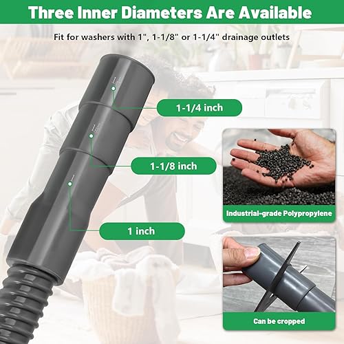 Miniatura 3 de Manguera de drenaje universal para lavadora compatible con Samsung, LG, Whirlpool, Maytag, Kenmore, GE, Giantex, Panda y más, manguera de lavado