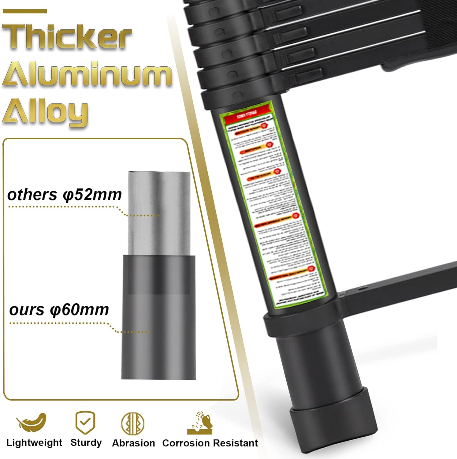 Telescopic Ladder, 8.5FT RIKADE Aluminum Telescoping Ladder with Non-Slip Feet, Portable Extension Ladder for Household and Outdoor Working,330lb Capacity - - 