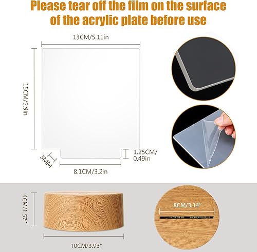 Miniatura 3 de Juego de 4 bases de lámpara LED de noche 3D para regalo, acrílico transparente, hojas de grabado en blanco, regalo de graduación con control remoto,