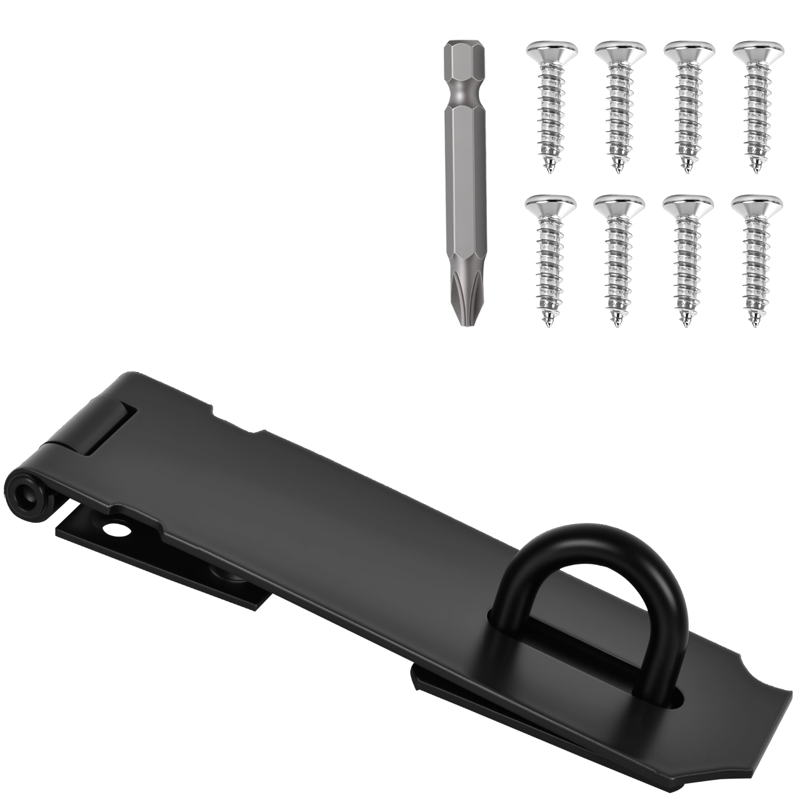 1 Pcs Door Locks Hasp Latch,5 Inch Stainless Steel Safety Packlock Clasp Hasp Lock Latch,Hasp Lock Latch for Doors,Extra Thick Brushed Finish With Screws (1 Pcs Black Stainless Steel, 5 inch)