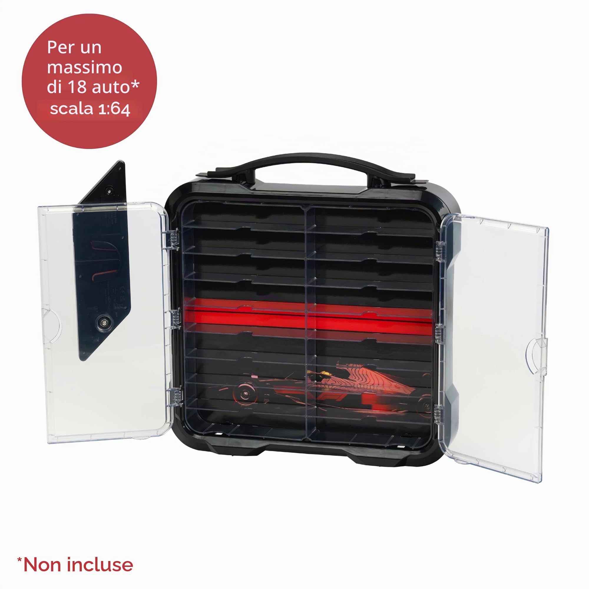 Theo Klein 2475 F1® Valigetta da Collezione con Luce e Scomparti per Fino a 18 Auto, Prodotto Ufficialmente Licenziato, Giocattolo per Bambini dai 3 Anni